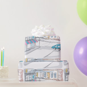 Urban Street Scene Wrapping Paper