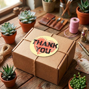 Urban Street Style Graffiti Heart Thank You Classic Round Sticker