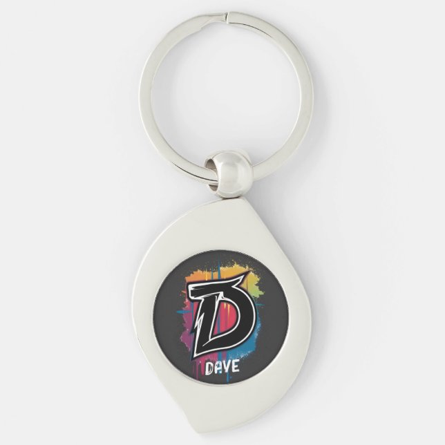 Urban Street Style Spray Paint Letter D Key Ring (Front)