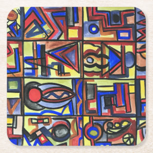 Urban Street Two-Hand Painted Abstract Art Square Paper Coaster