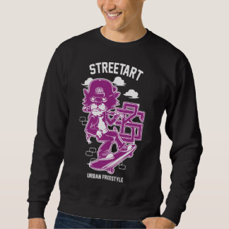 Urban Streetart - Cat on Ski Board Sweatshirt