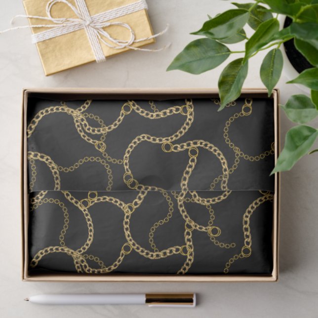 Urban Streetstyle Gold Chains Pattern Tissue Paper (Gift)