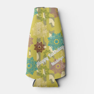 Urban Stripes Abstract Flower Pattern Bottle Cooler