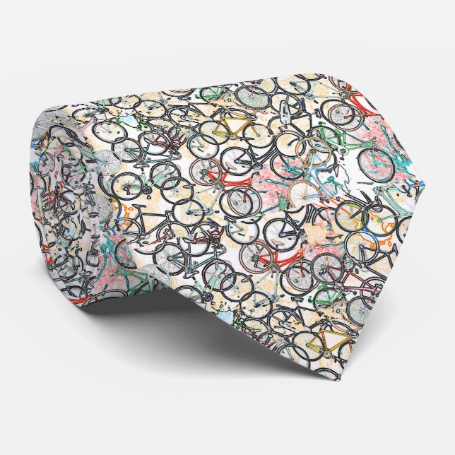Urban Style Bicycle Pattern Tie (Rolled)