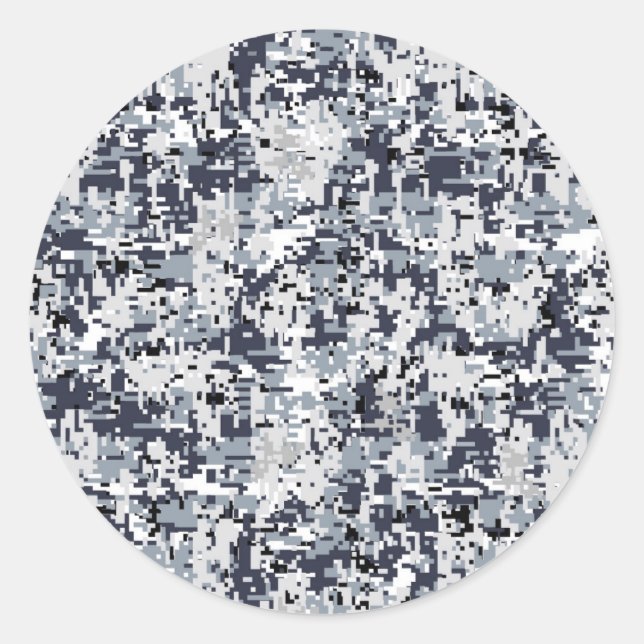 Urban Style Silver Digital Camouflage Classic Round Sticker (Front)