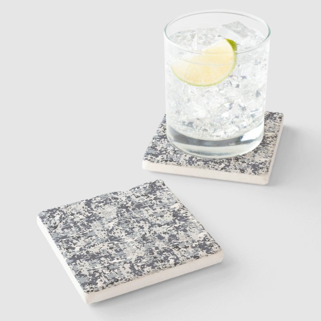 Urban Style Silver Digital Camouflage Stone Coaster (Side)