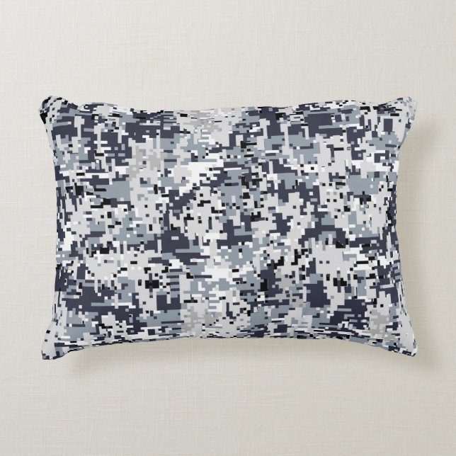 Urban Style Silver Grey Digital Camouflage Decorative Cushion (Front)
