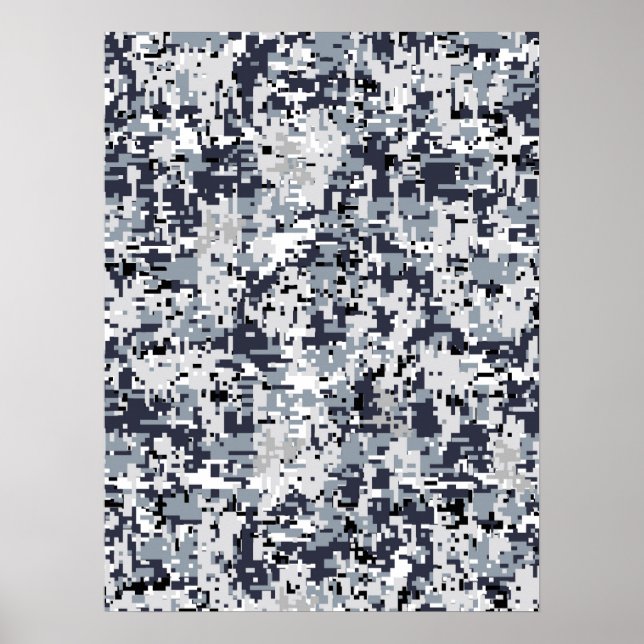 Urban Style Silver Grey Digital Camouflage Poster (Front)