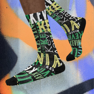 Urban Style Typography Distressed Modern Fonts Socks