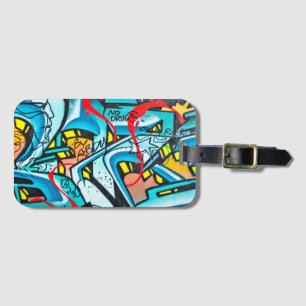 Urban subway graffiti art luggage tag