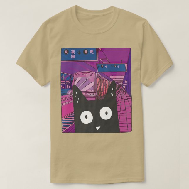 Urban Subway Kawaii Cat Japanese City Aesthetic Al T-Shirt (Design Front)