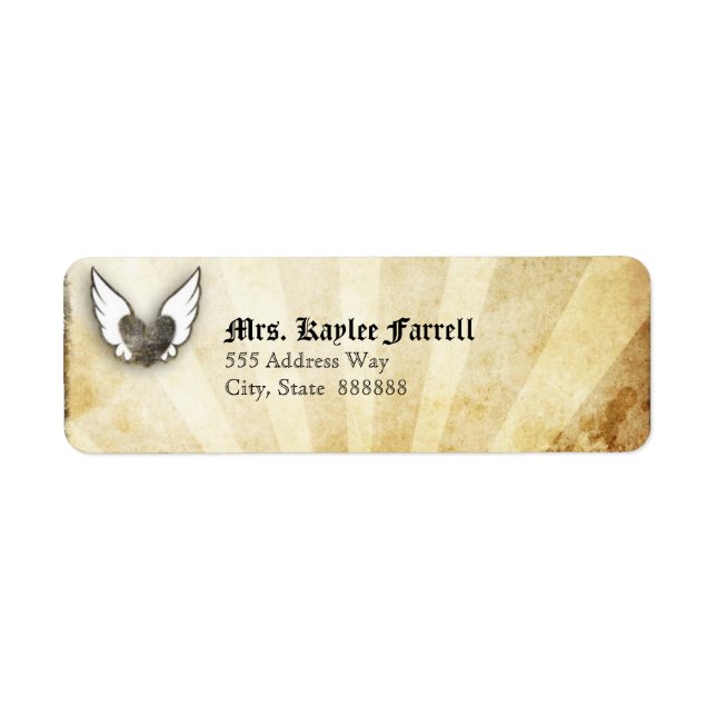 Urban Tattoo Winged Heart Mailer Address Labels (Front)