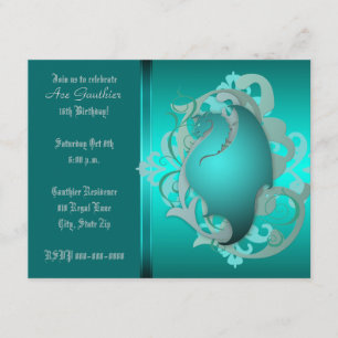 Urban Teal Fantasy Dragon Birthday Party Invite