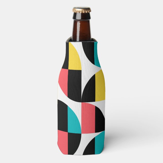 Urban, trendy, colourful, modern graphic pattern bottle cooler (Bottle Front)