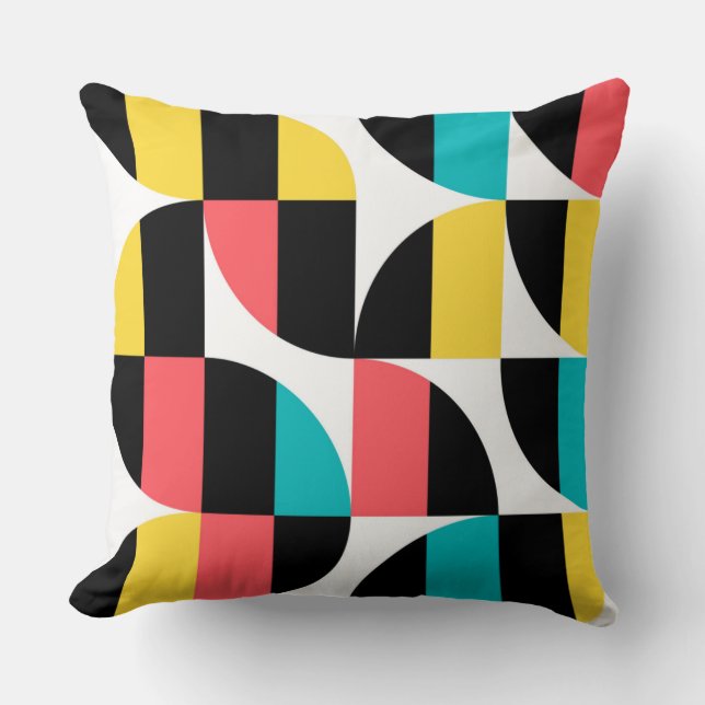 Urban, trendy, colourful, modern graphic pattern cushion (Front)