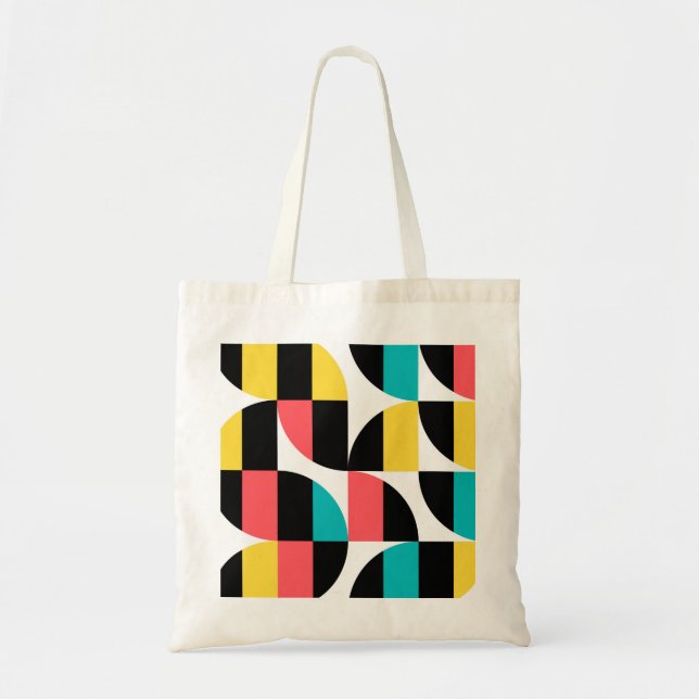 Urban, trendy, colourful, modern graphic pattern tote bag (Front)