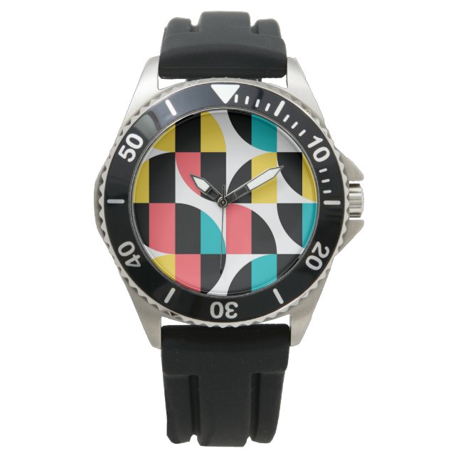 Urban, trendy, colourful, modern graphic pattern watch (Front)
