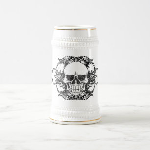 Urban tribal skull beer stein