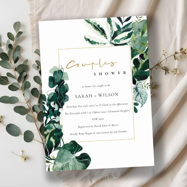 URBAN TROPICAL MONSTERA FAUNA COUPLE SHOWER INVITE (Creator Uploaded)