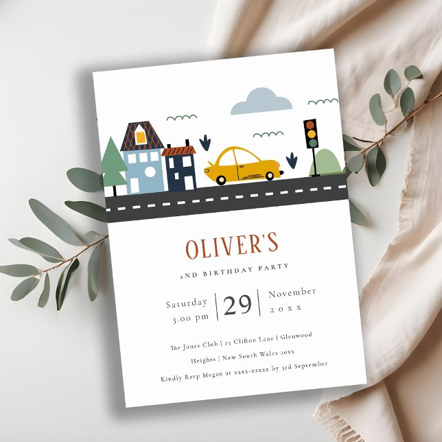 Urban Vehicle Cars Road Any Age Birthday Invite (Creator Uploaded)