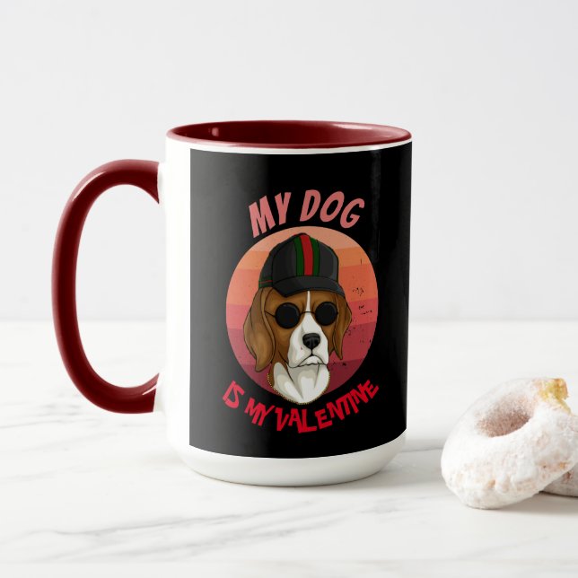 Urban Warrior HOUND IS MY VALENTINE  Mug (With Donut)