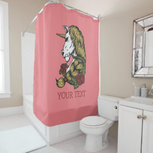 Urban Warrior Unicorn Rose   Bath Towel Set Shower Curtain
