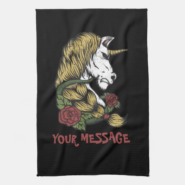 Urban Warrior Unicorn Rose   Tea Towel (Vertical)