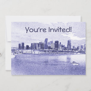 Urban Waterfront Skyline Invitation or Announcemen