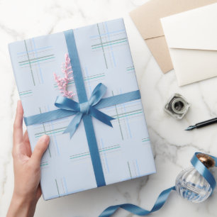 Urban Western Light Blue Tartan Pattern Wrapping Paper