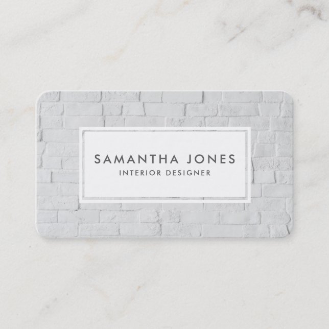 Urban White Brick Simple Modern Interior Designer Business Card (Front)
