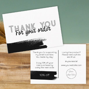 Urban white with logo hipster thank you note business card