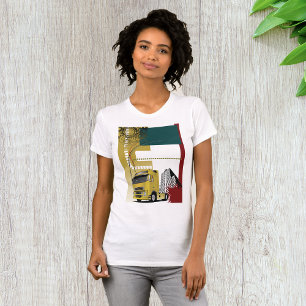 Urban Yellow Semi Truck City Skyline T-Shirt