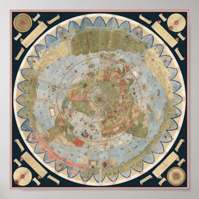 URBANO MONTE'S 1587 Earth Map Poster (Front)