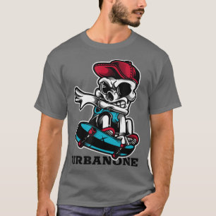 UrbanOne Skeleton On A Skateboard Design T-Shirt