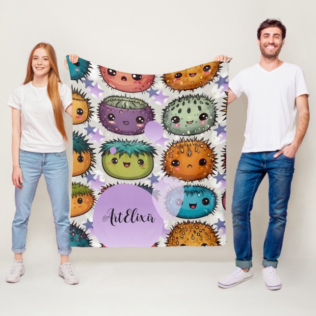 Urchin with Stars Print  Fleece Blanket (In Situ)