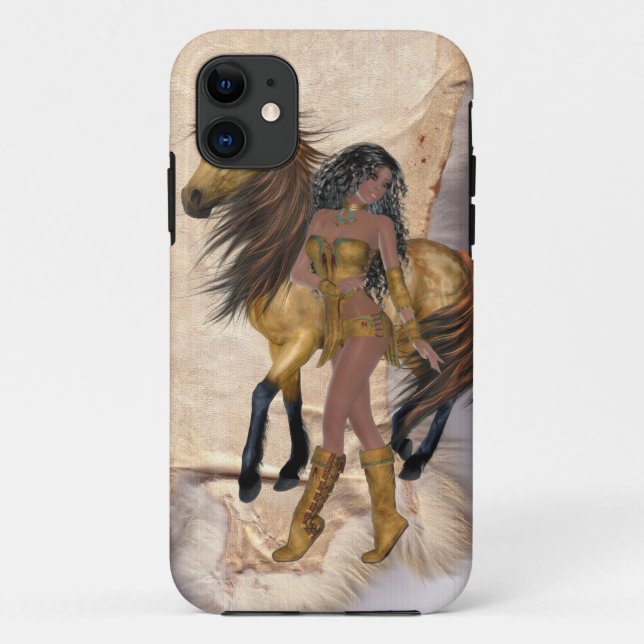 Ureinwohner-Prinzessin und Pferd Case-Mate iPhone Case (Back)
