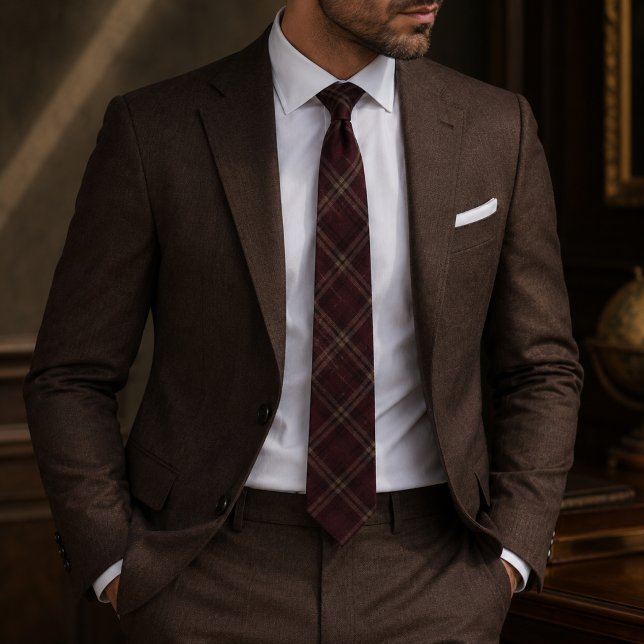 urgundy Windowpane Plaid Tie (Creator Uploaded)