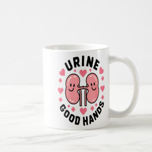 Urine Good Hands Kidney Pun Cute Cartoon Humor Coffee Mug