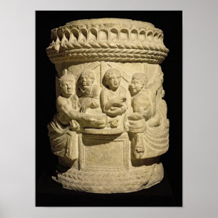 Urn depicting a family meal, from Aquileia Poster