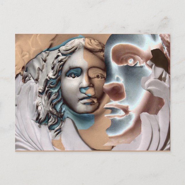 Urn Face Copper Blue Computer Art Postcard (Front)