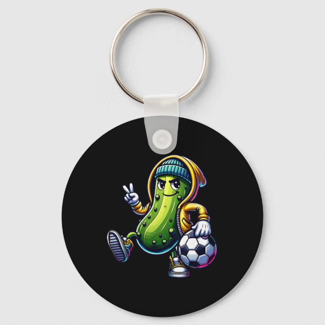 Urn Pickle Soccer Player Cool Cartoon Vibes  Key Ring (Front)