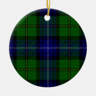 Urquhart tartan blue green plaid ceramic tree decoration