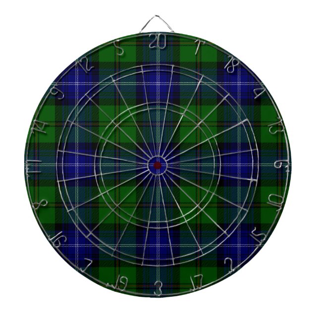 Urquhart tartan blue green plaid dartboard (Front)