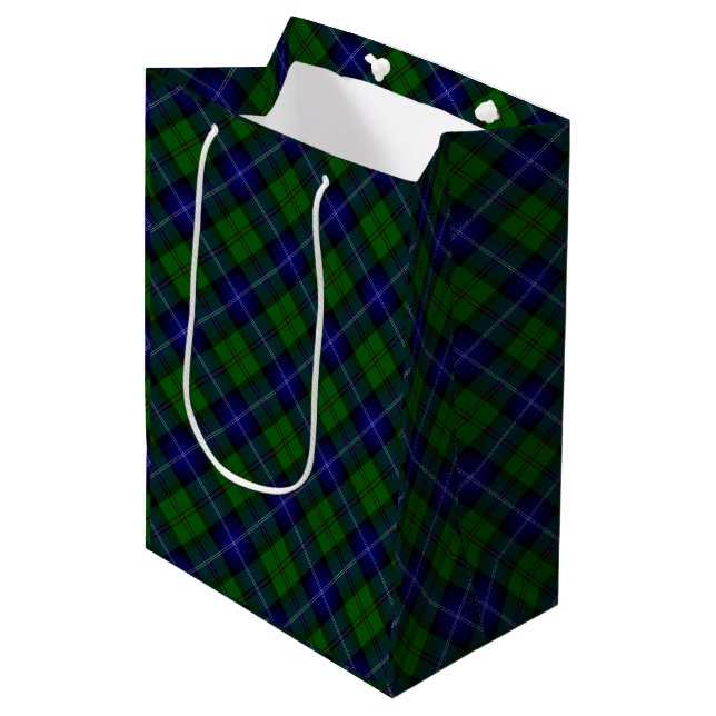 Urquhart tartan blue green plaid medium gift bag (Front Angled)
