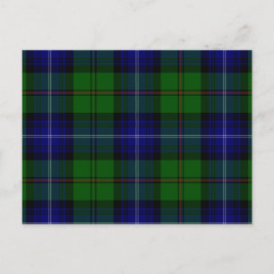 Urquhart tartan blue green plaid postcard