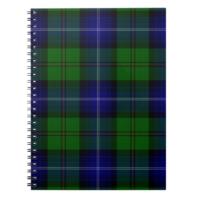 Urquhart tartan blue green plaid spiral notebook (Front)