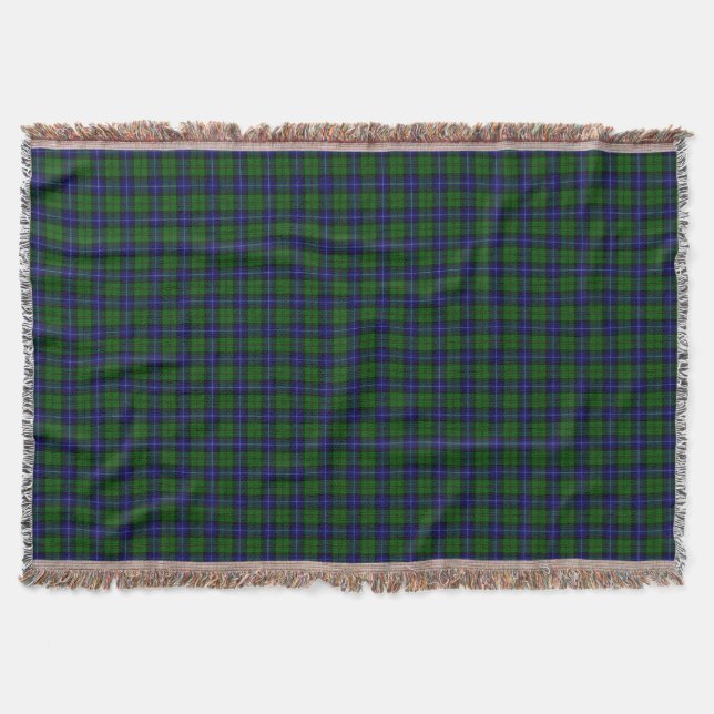 Urquhart tartan blue green plaid throw blanket (Front)