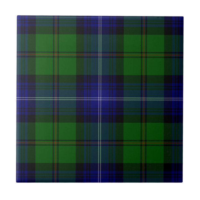 Urquhart tartan blue green plaid tile (Front)