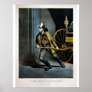urrier & Ives Lithograph - American Fireman Always Poster