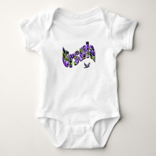 Ursula, Floral Girls Name Logo, Baby Bodysuit